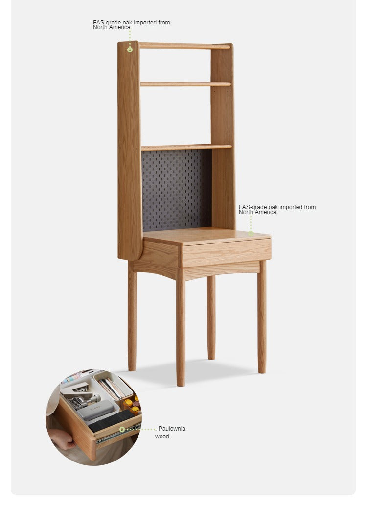 Oak Solid Wood Desk Bookshelf