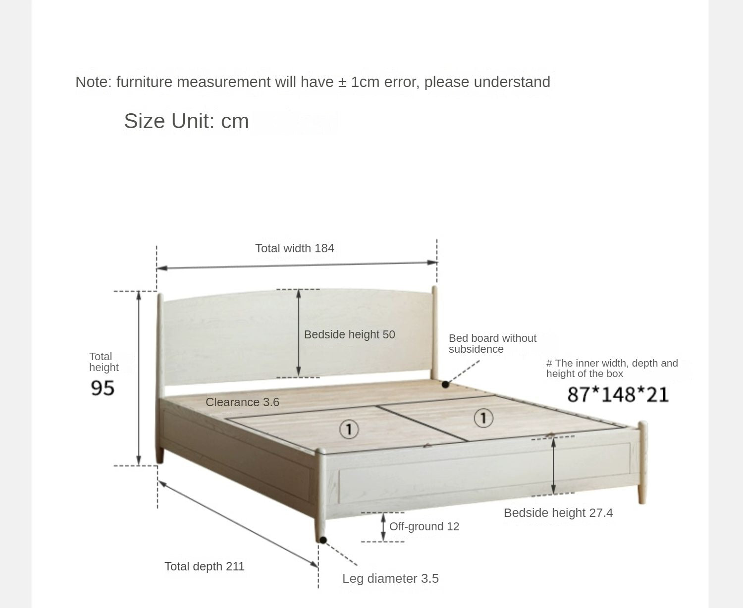Rubber Wood, Oak Solid Wood French Style Box Bed