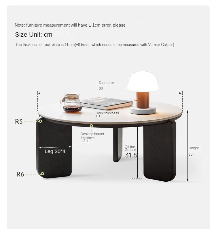 Oak Solid Wood Slate Black Coffee Table