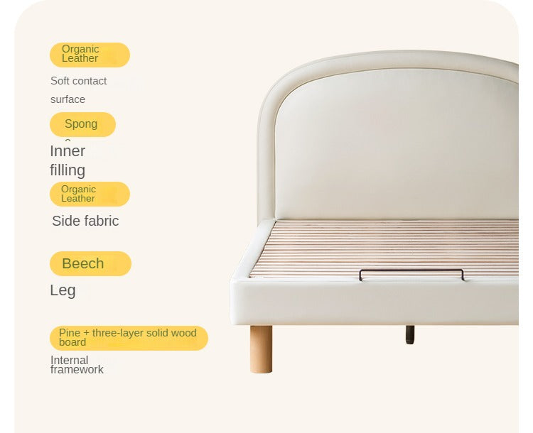 Cream style Organic Leather kid's Bed<