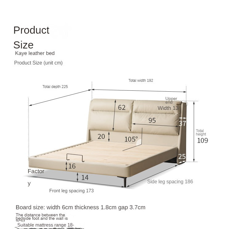 Cream Style Leather First Layer Cowhide Bed