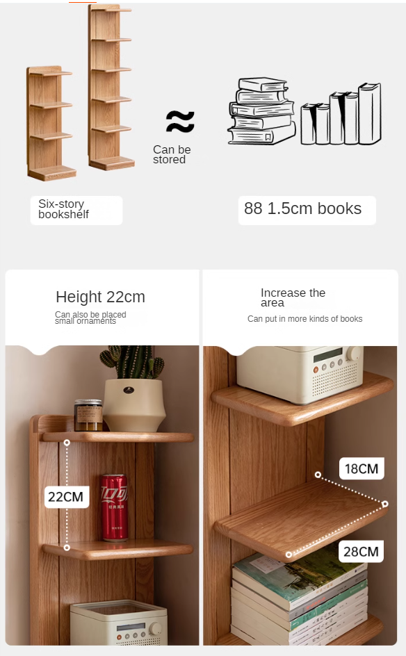 Rubberwood, Oak Solid Wood Multi-layer Storage Rack