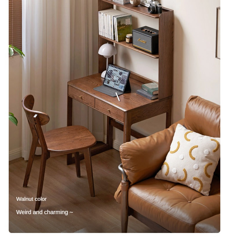 Oak Solid Wood Desk Bookshelf