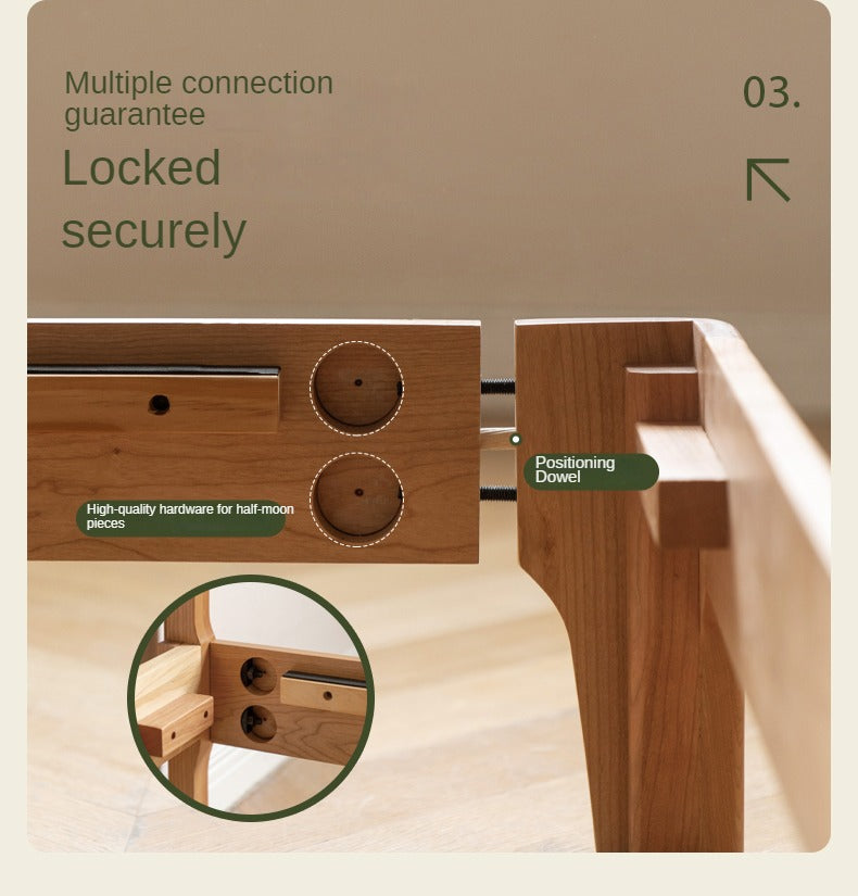 Cherry Solid Wood Technology Fabric Soft Modern Bed