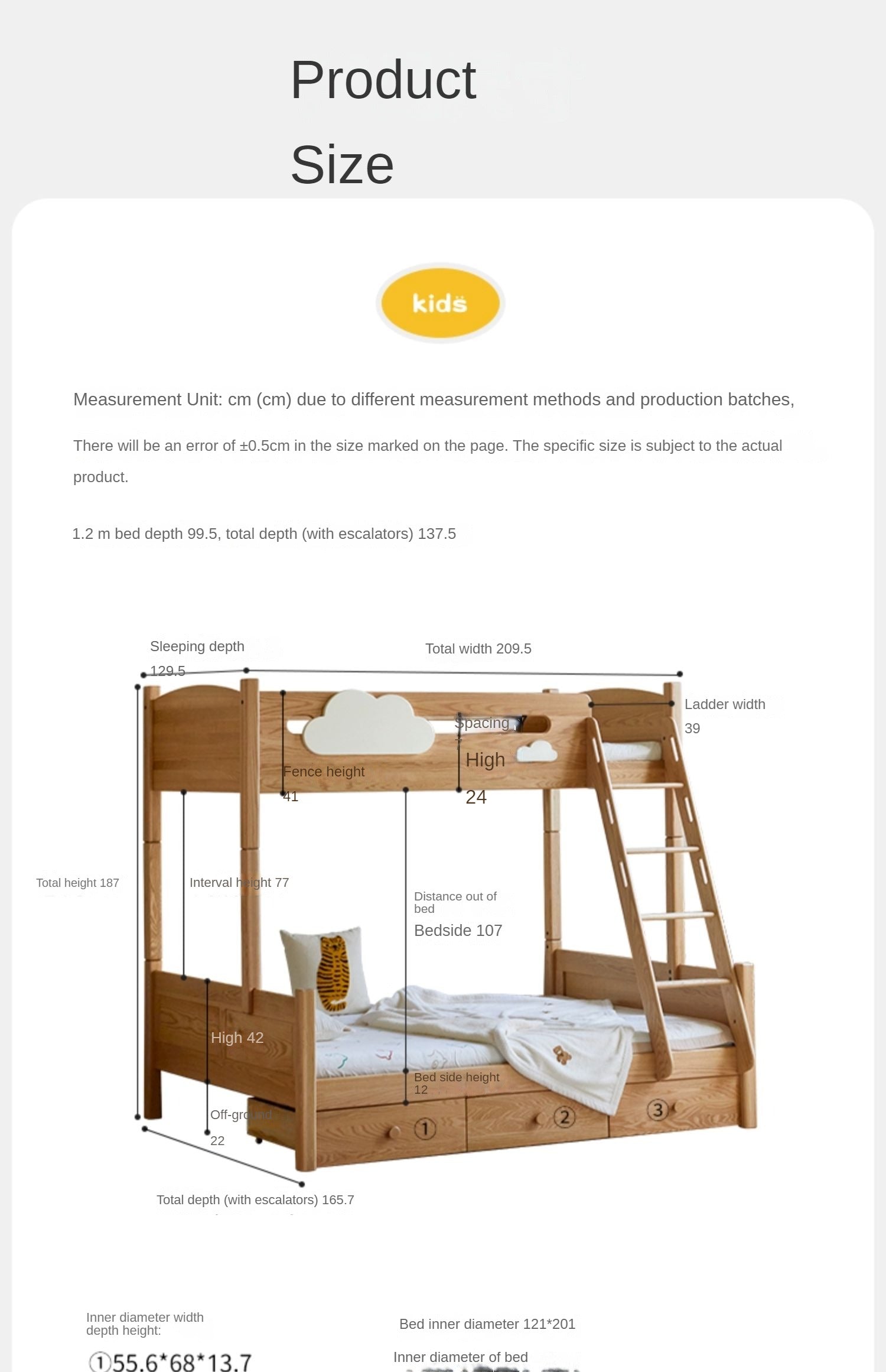Oak solid wood Multi-functional Bunk Bed.