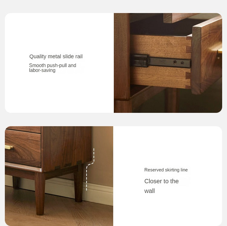 Black Walnut Solid Wood Nightstand.