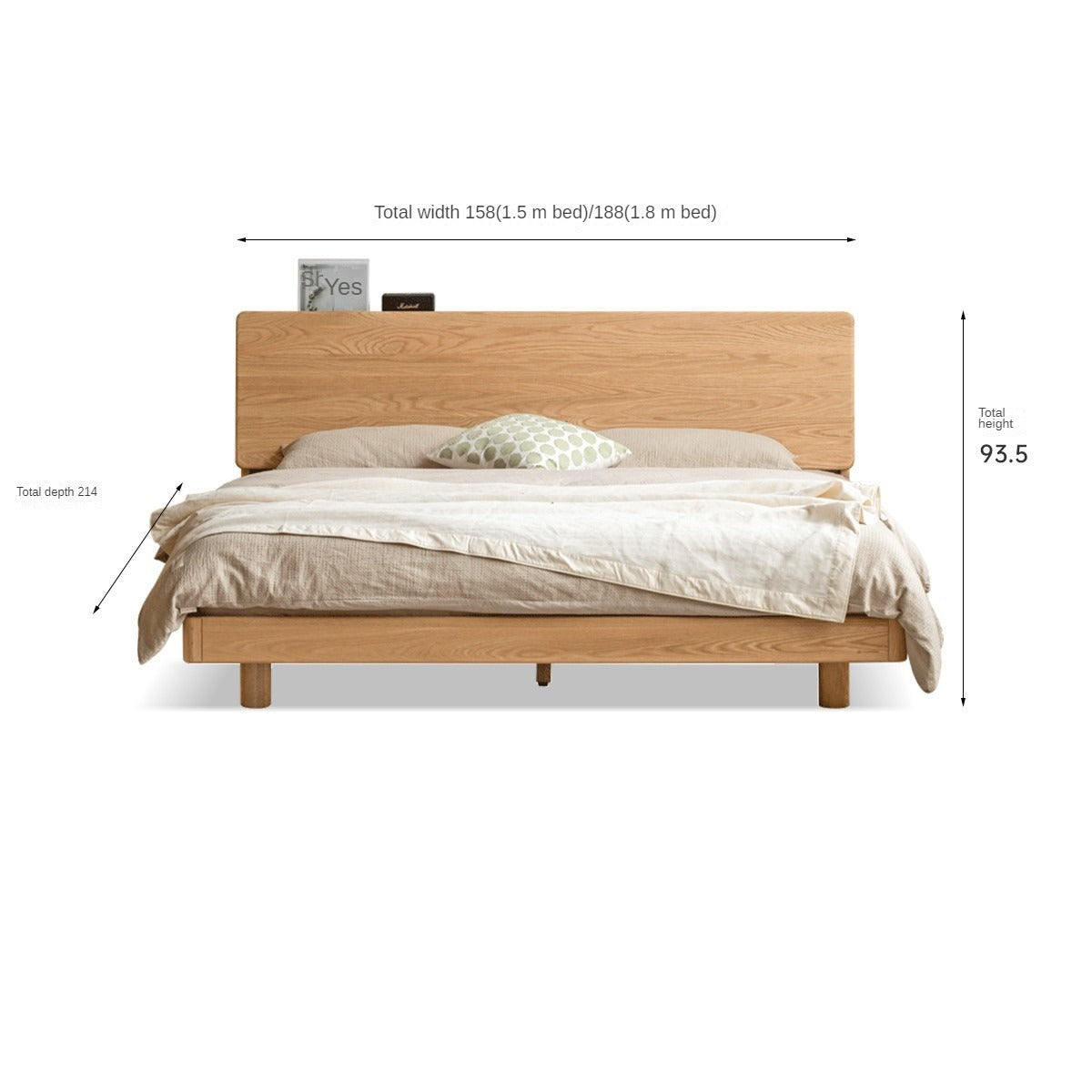 Oak Solid Wood Modern Suspension Bed