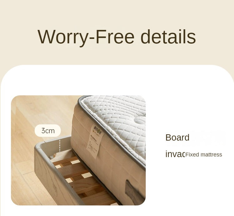 Oak Solid Wood Bed Cream Suspension Bed Luminous