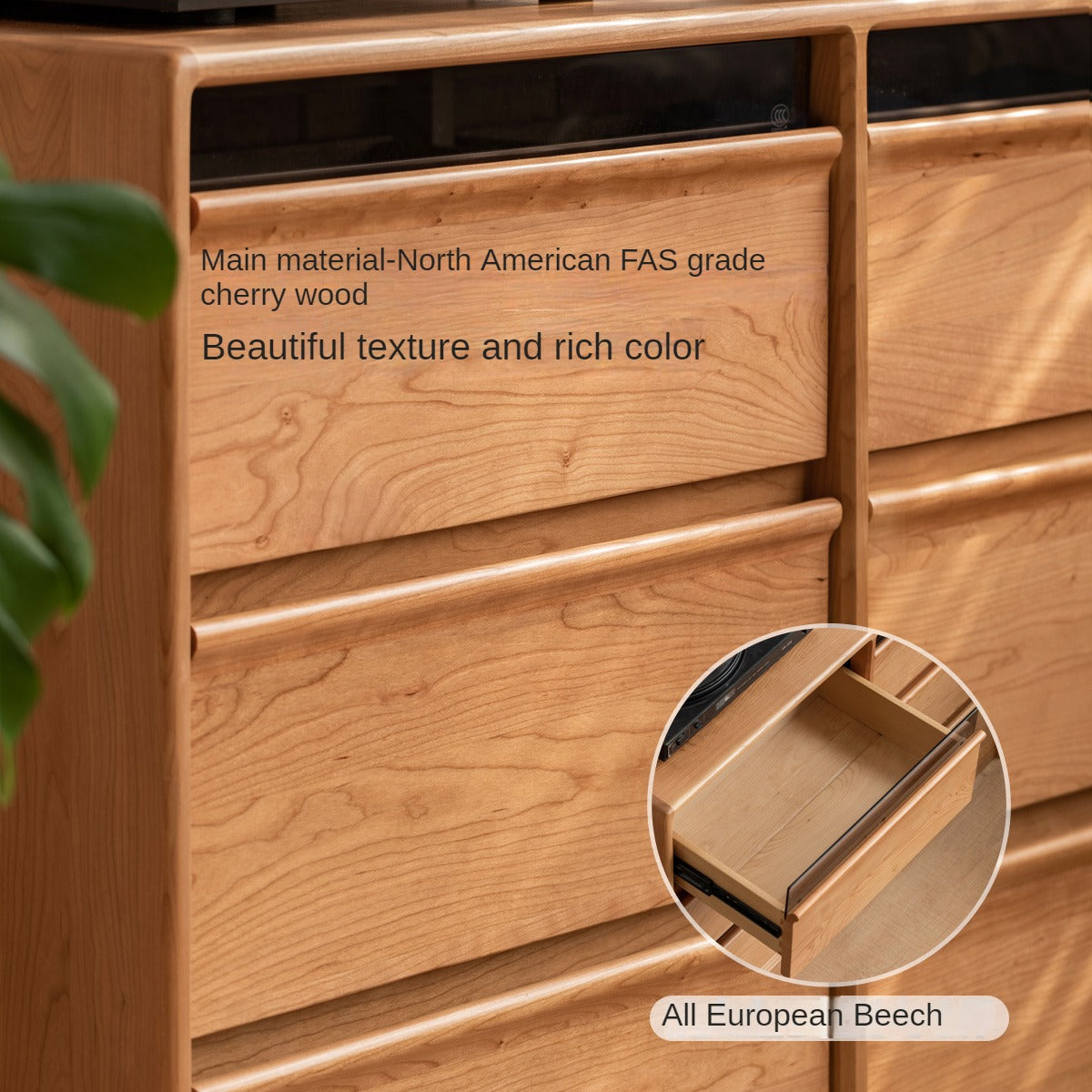 Cherry Solid Wood Nine Drawers Drawer Cabinet.