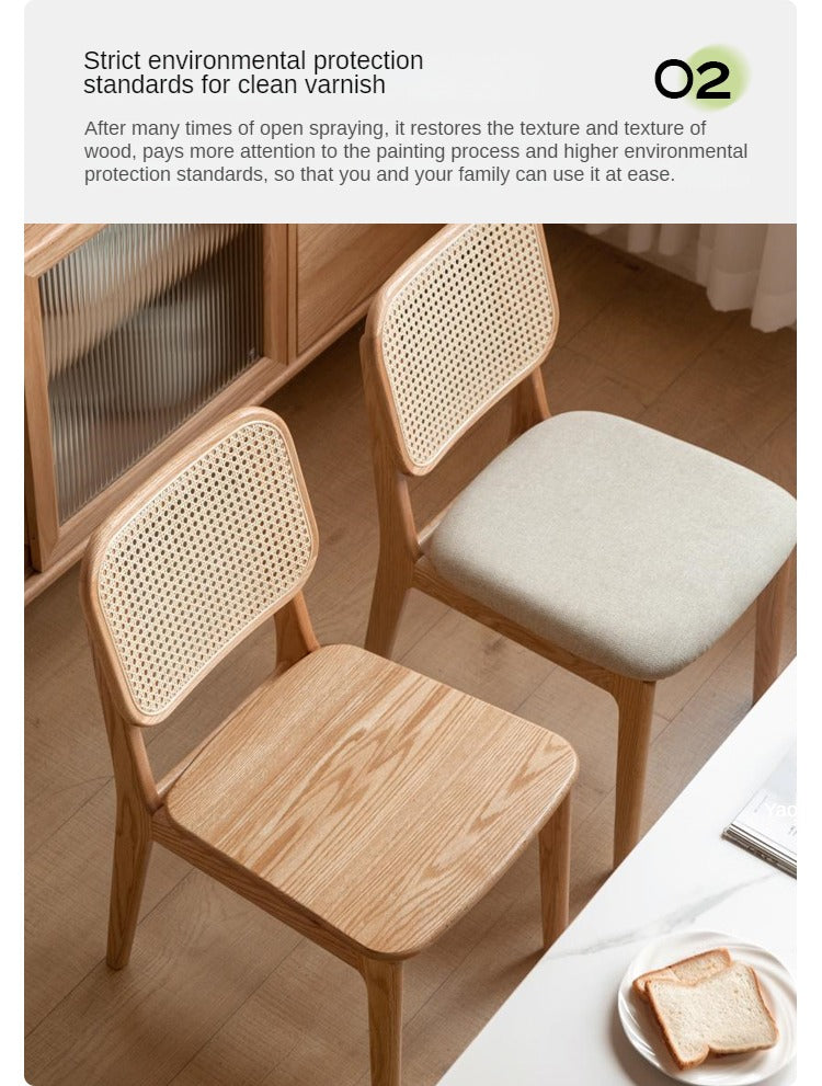 4 pcs - Oak, Ash Solid Wood Rattan Dining Chair