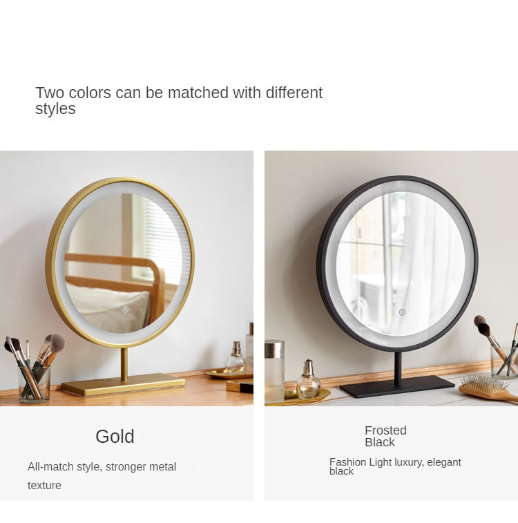 Light Luxury Makeup Mirror Desktop Small LED With Light.