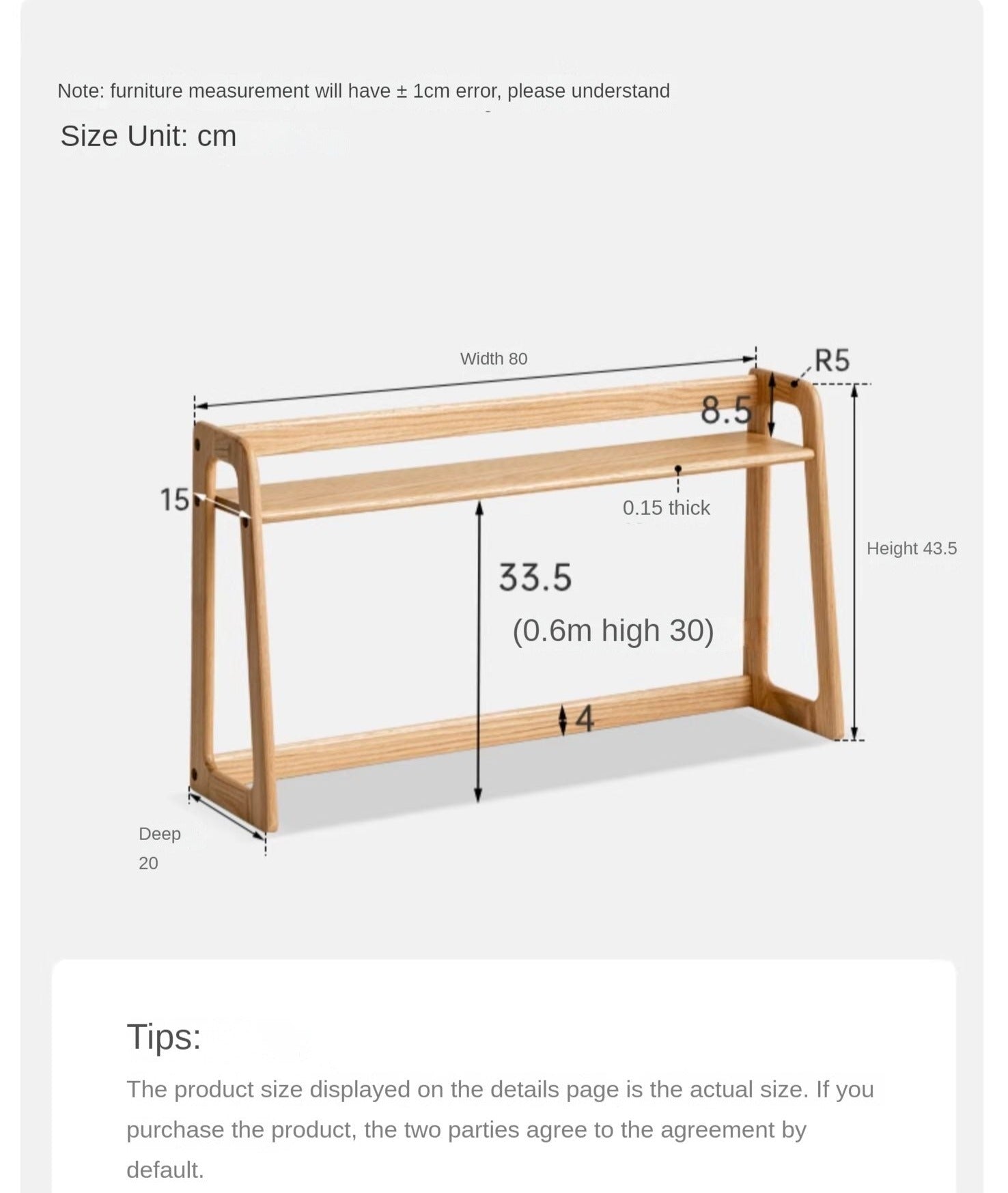 Oak Solid Wood Desk Shelf