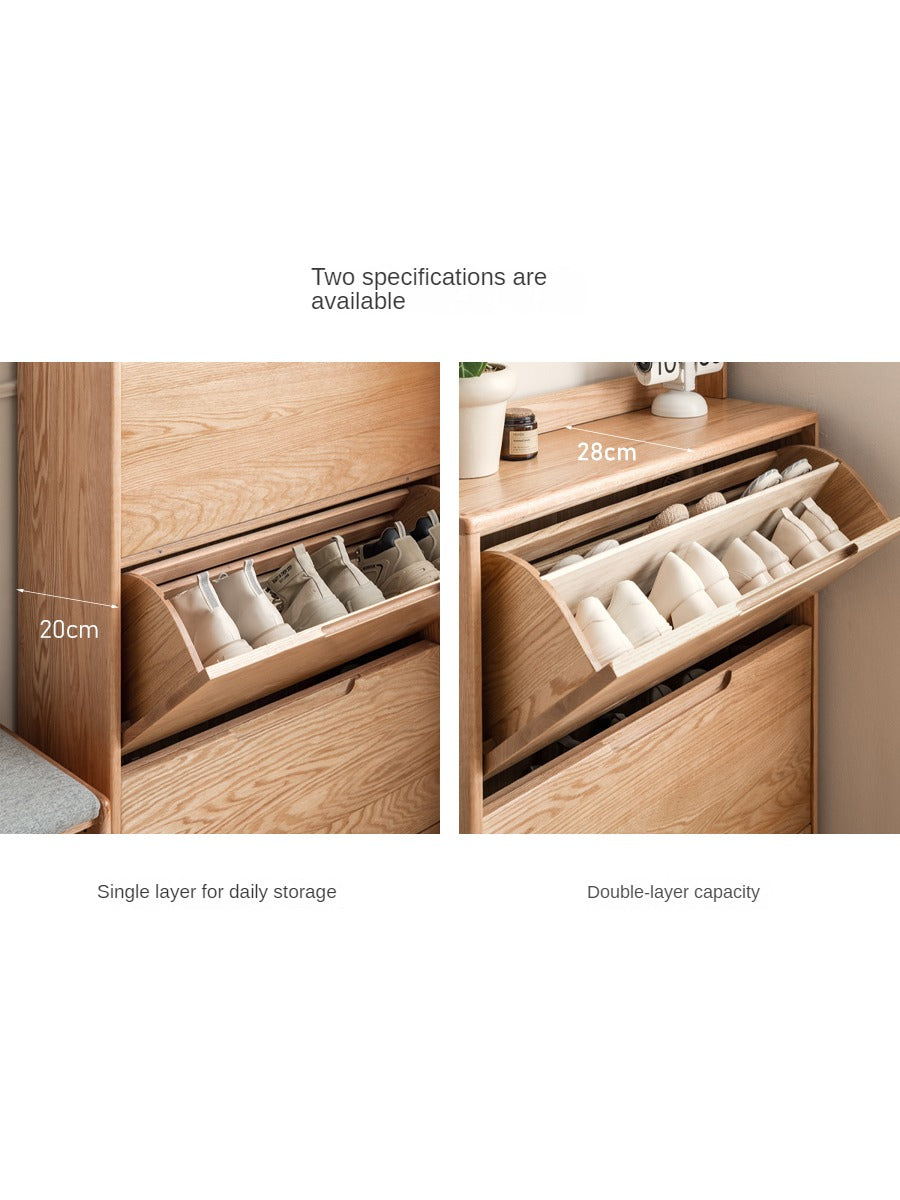 Oak, Poplar Solid Wood Ultra Thin Shoe Cabinet