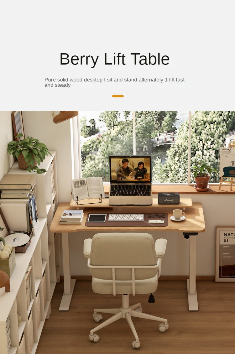 Cherry, Ash, Black Walnut Solid Wood Electric Lift Standing Desk
