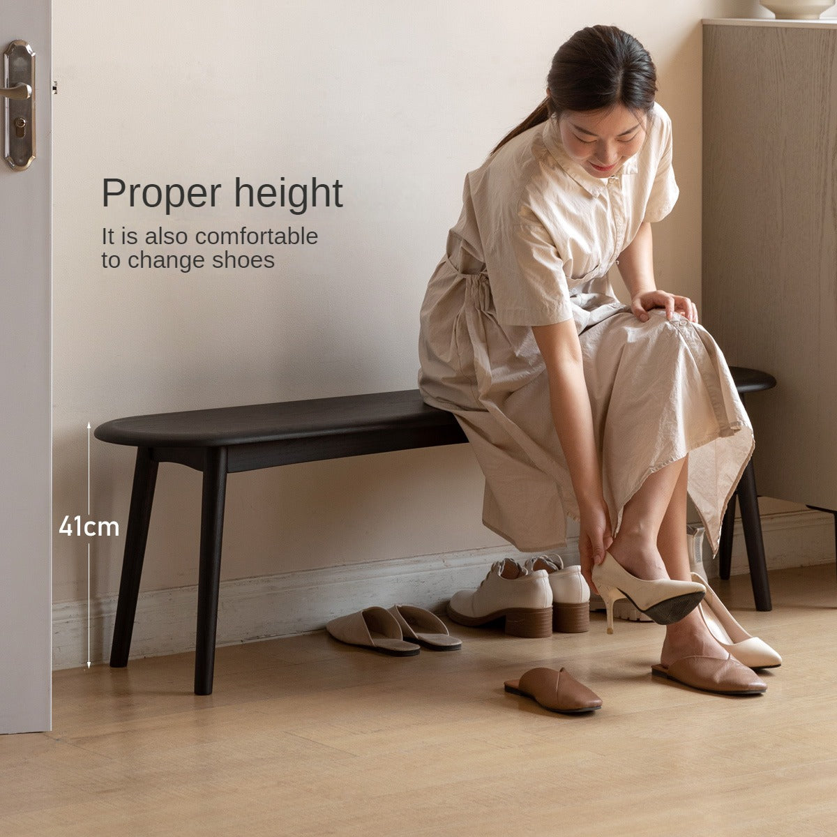 Oak Solid Wood Long Vintage Bench