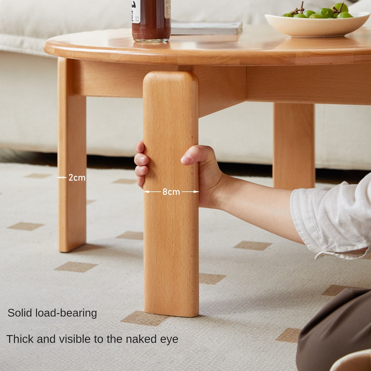 Beech Solid Wood Modern European Round Coffee Table