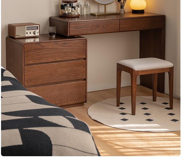 Oak Solid Wood Retro Style Retractable Dressing Table.