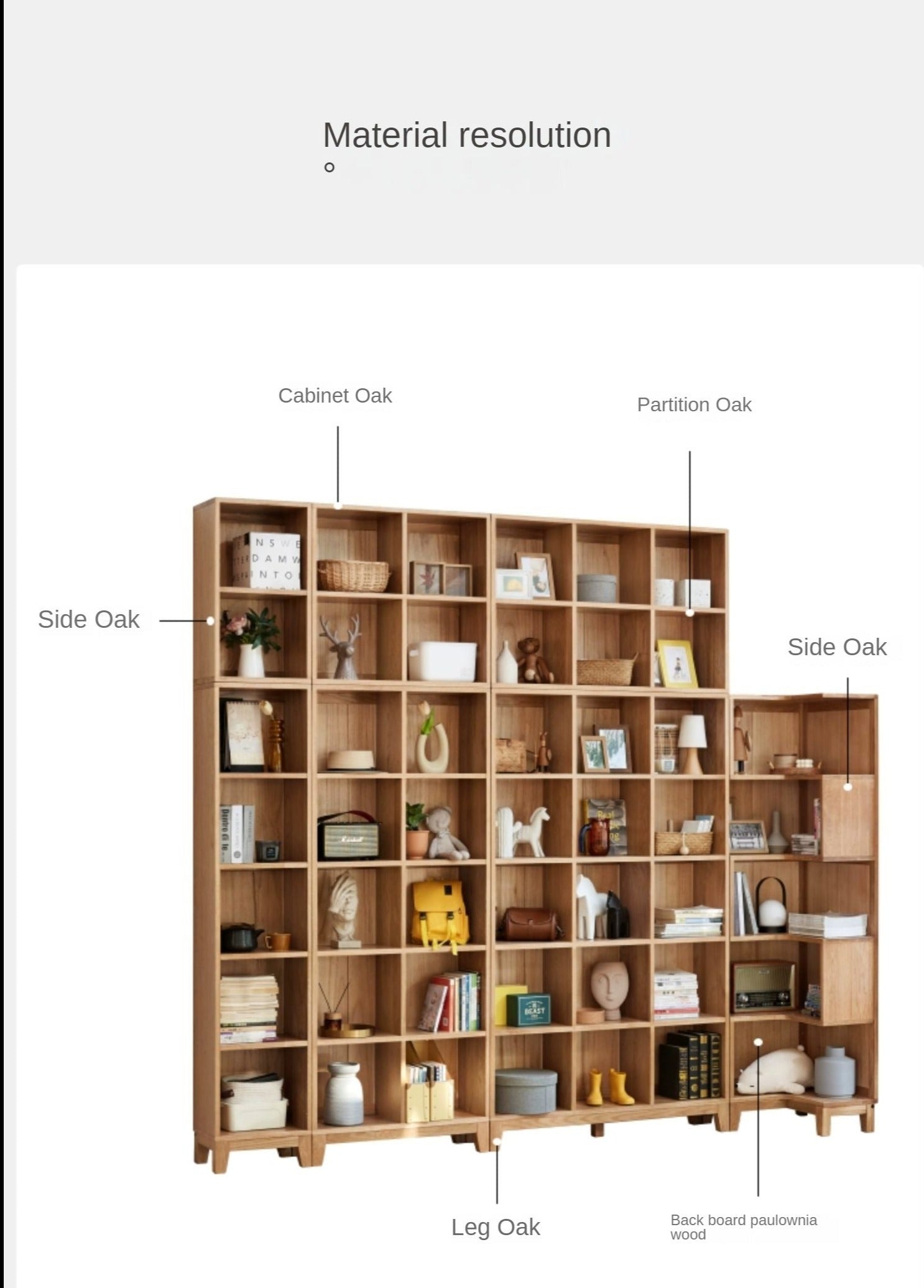 Oak Solid Wood Floor To Ceiling Bookshelve