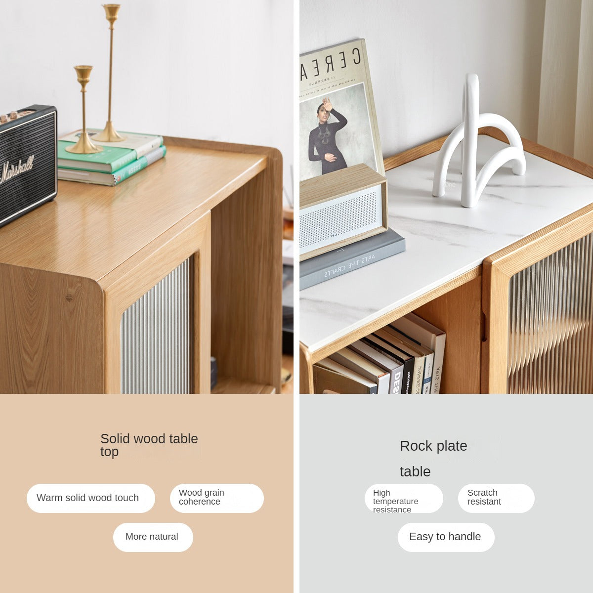 Ash Solid Wood Side Cabinet Storage.