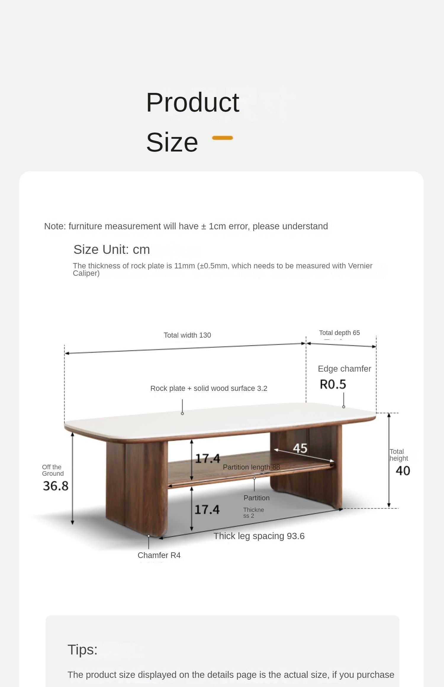 Rubber, Black Walnut, Сherry Solid Wood Rock Plate Coffee Table