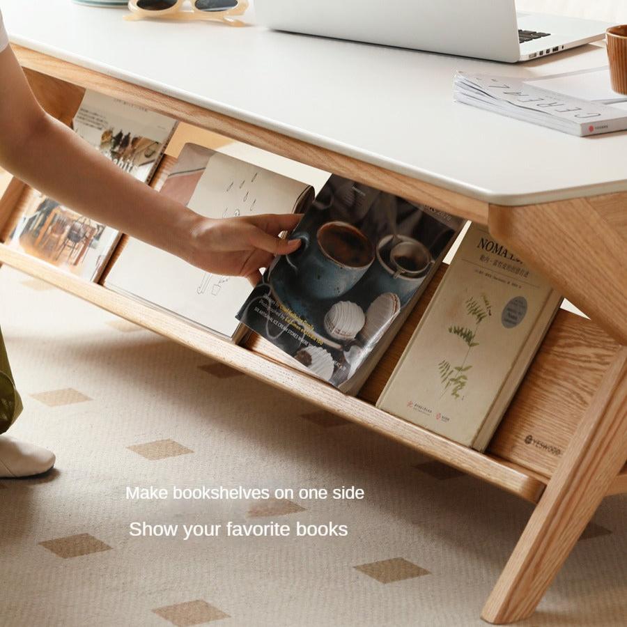 Oak Solid Wood Modern Rock Plate Coffee Table