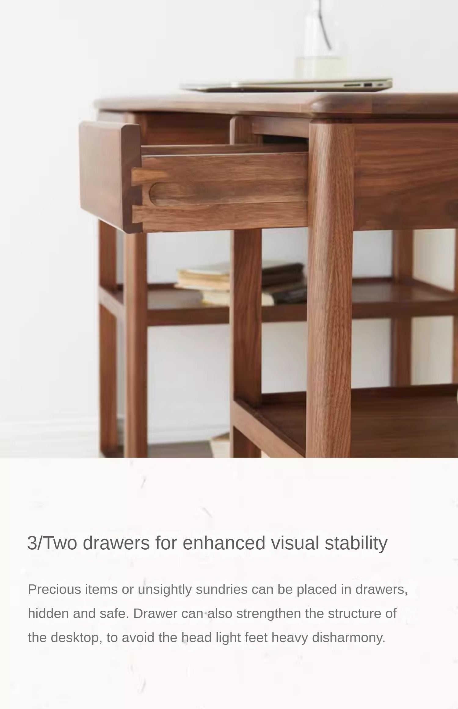 Black Walnut Solid Wood Modern Study Desk
