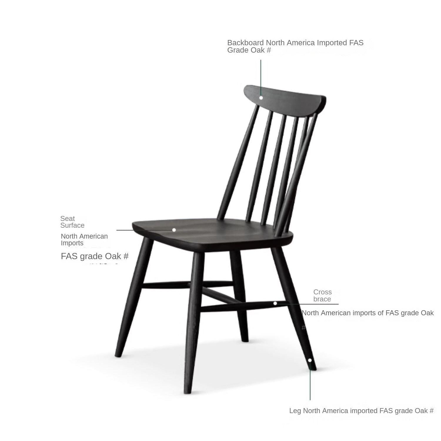 4 Pcs Oak, Ash Solid Wood Windsor Smoked Dining Chair