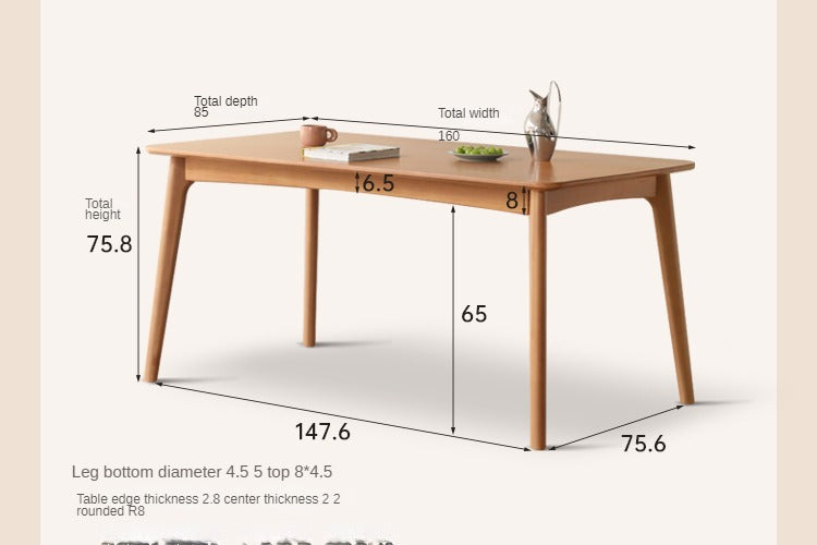 Poplar Solid Wood Modern Reliable Rock Dining Table.
