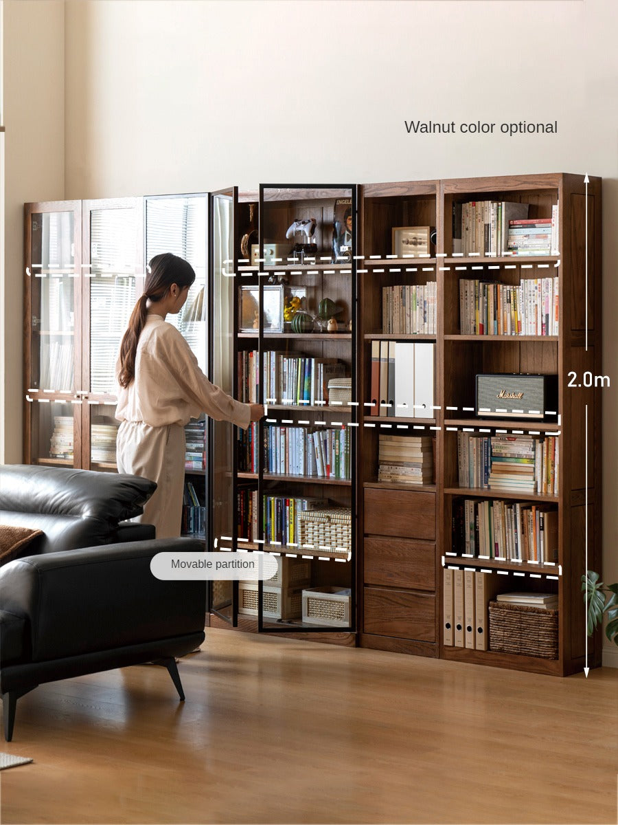 Oak, Solid Rubberwood Modern Bookcase Storage