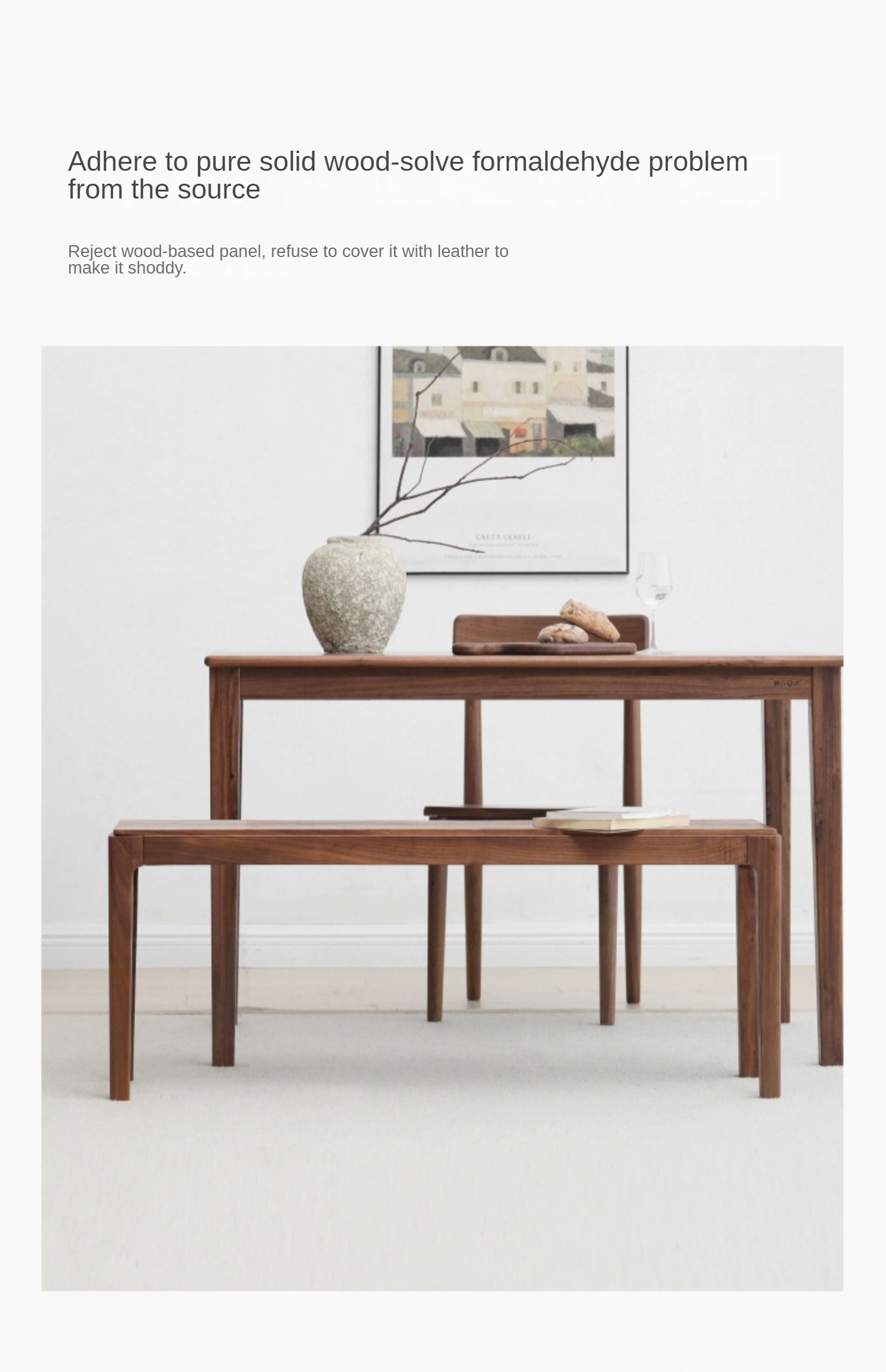 Black Walnut Solid Wood Nordic Long Bench