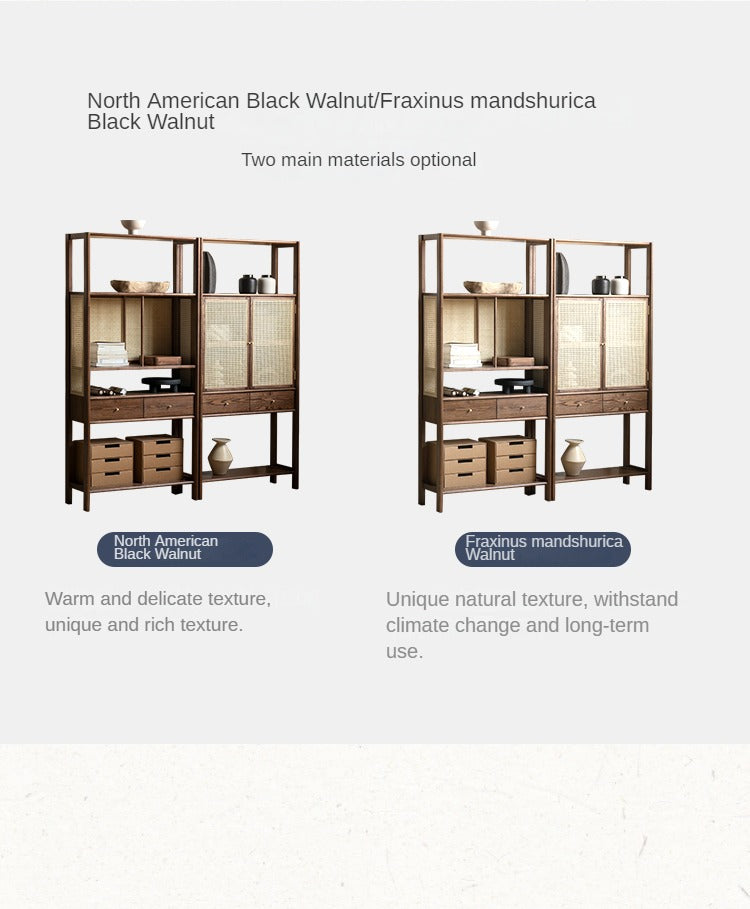 Black Walnut, Ash Solid Wood Bookshelf Display Cabinet Simple Bookcase