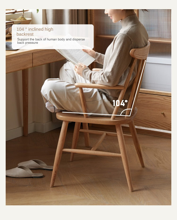 Set 4 pcs Oak Solid Wood Dining Armchair Leisure Chair