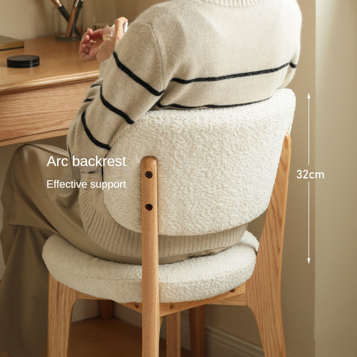 Oak Solid Wood Modern Velvet Soft Makeup Stool