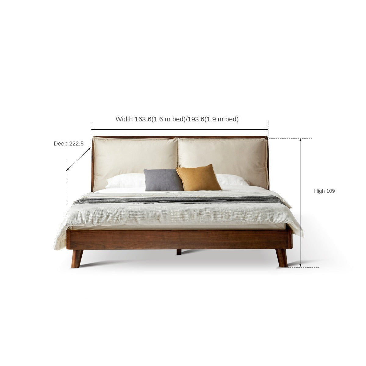 Black Walnut, Sandalwood Solid Wood Leather,Technology Cloth Bed