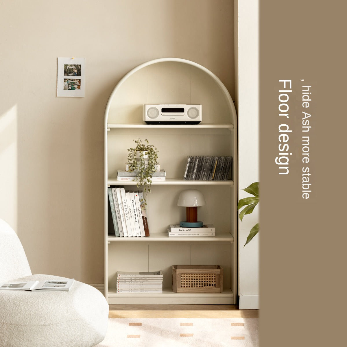 Poplar Solid Wood Arch Side Cabinet Bookshelf