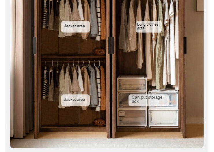 Black Walnut Solid Wood Wardrobe Combination.