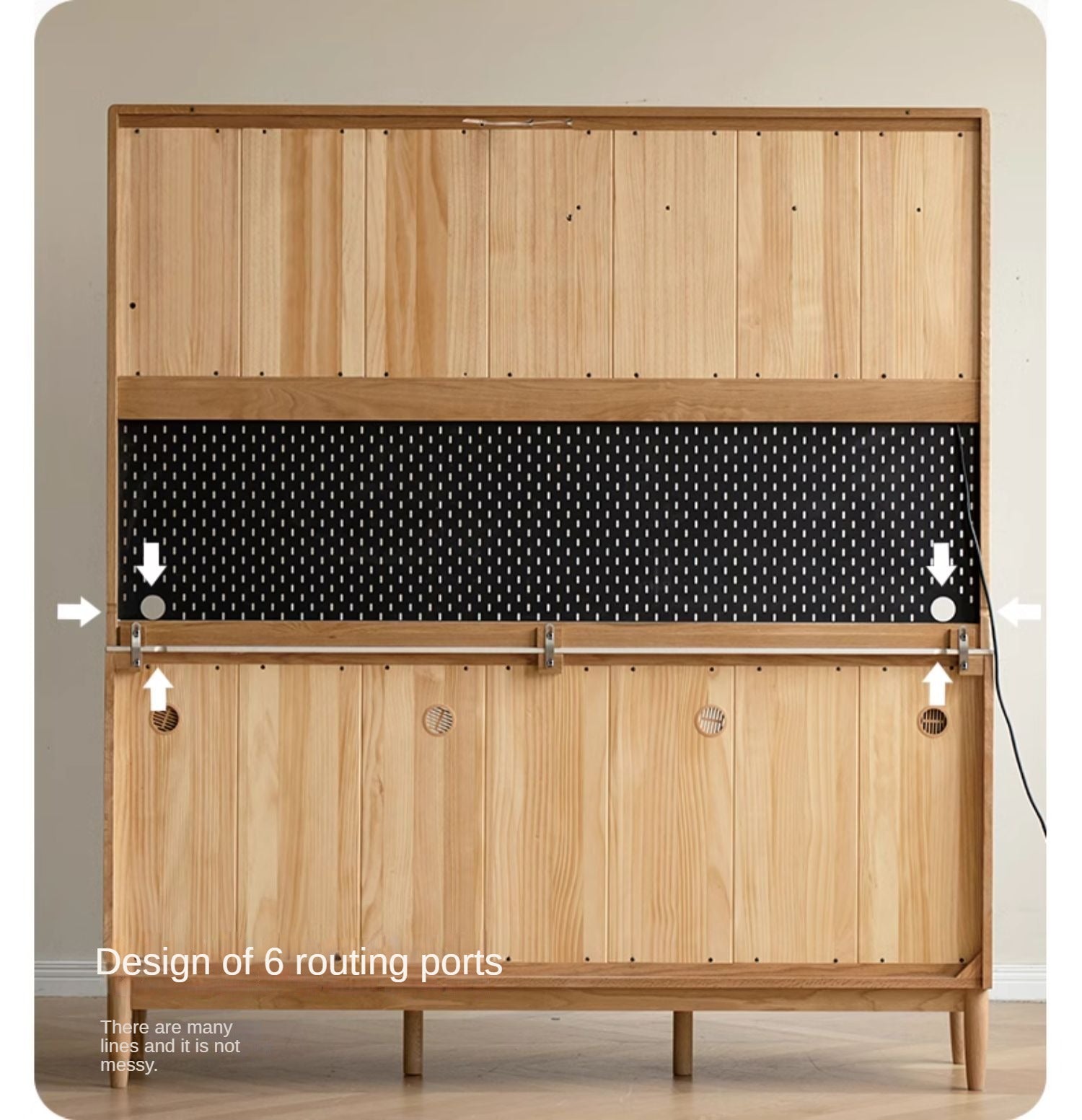 Oak Solid Wood Rock Plate Capacity High Storage Cabinet