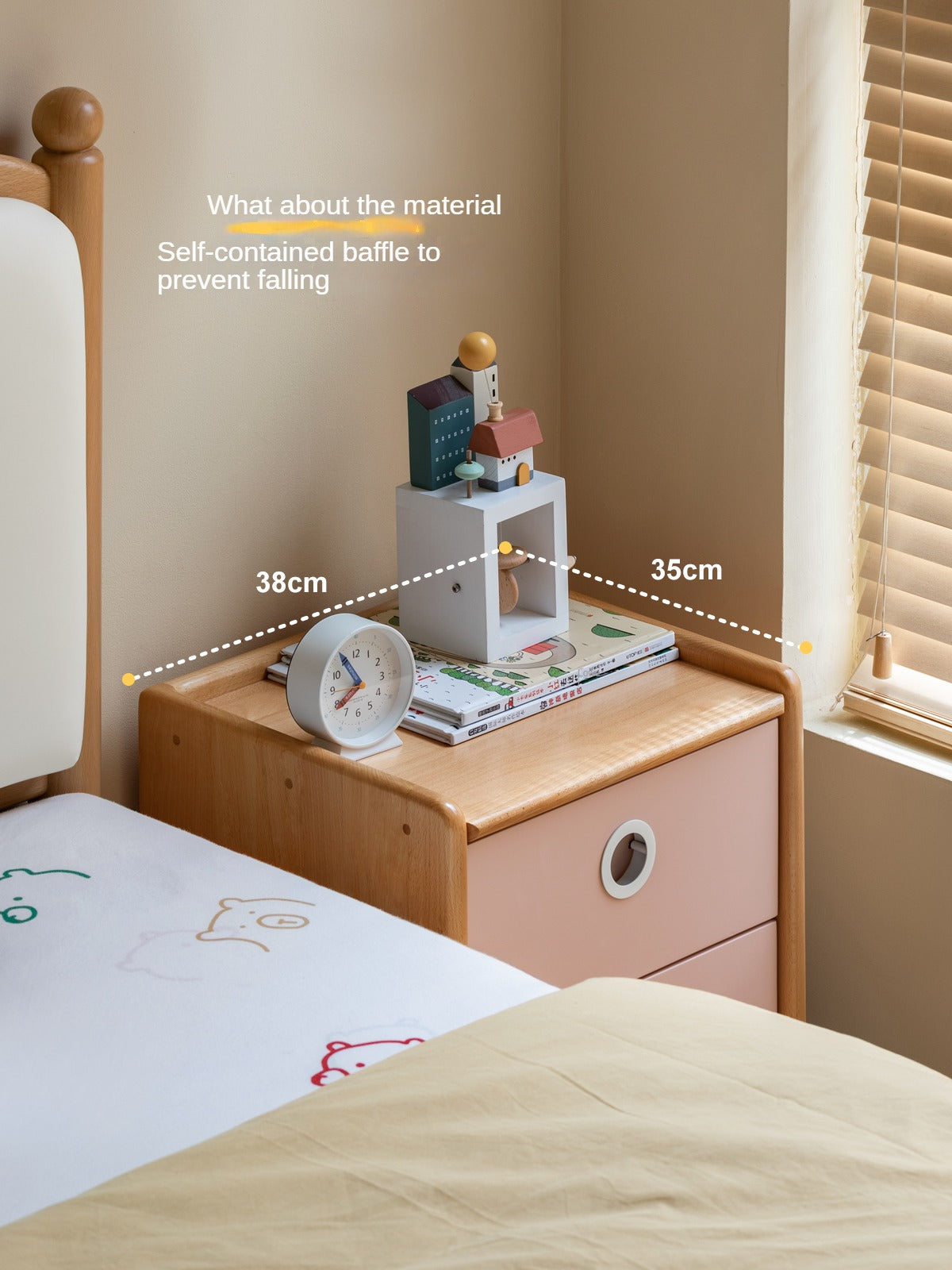 Beech Solid Wood Kids Nightstand