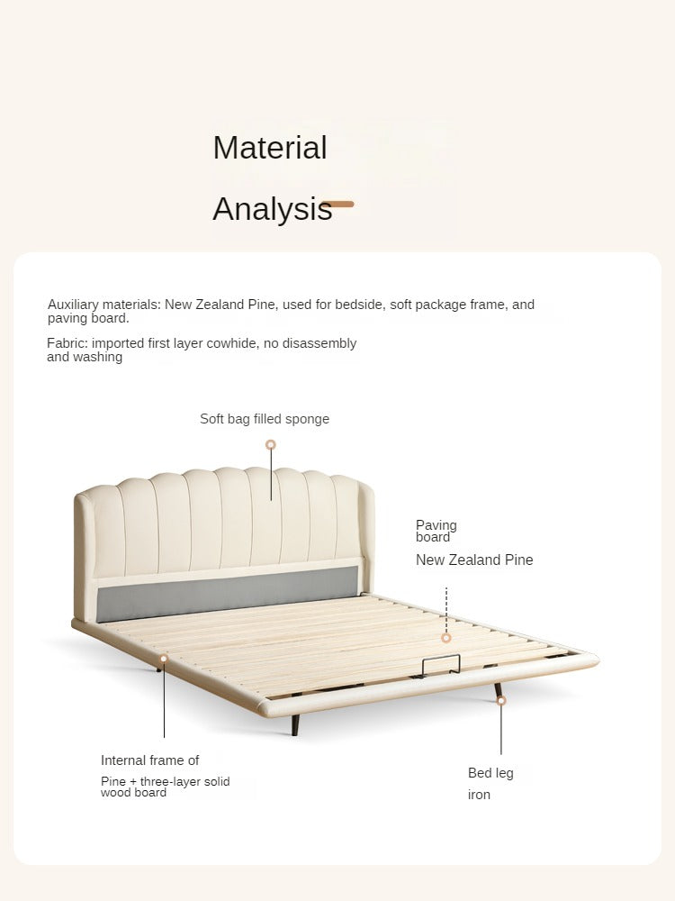 First Layer Cowhide Art Cream Suspended Bed