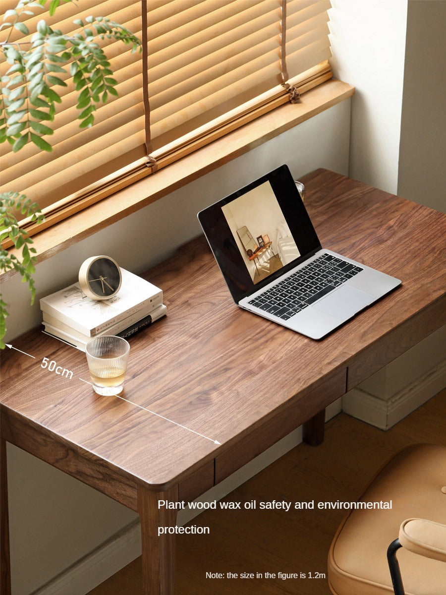 Black Walnut Solid Wood Desk with Drawer New Style