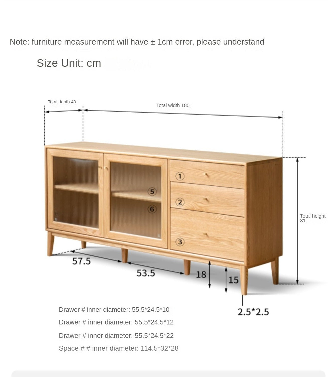Oak solid wood sideboard cabinet"