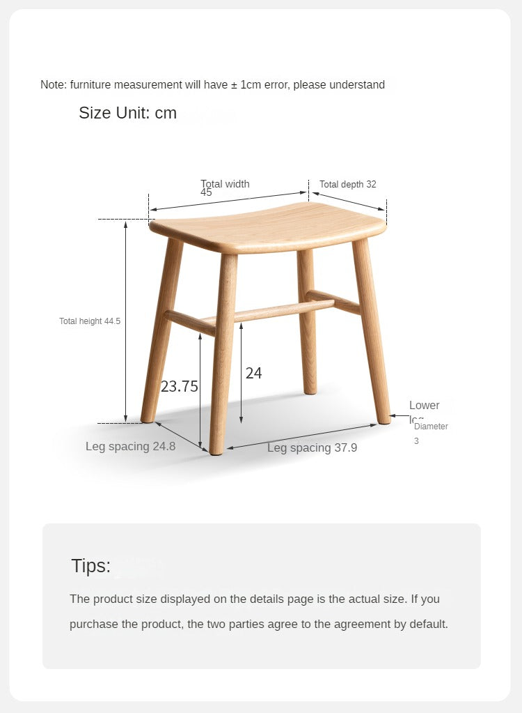 Black Walnut, Ash, White Ash, Oak, Sandalwood Solid Wood Makeup Stool