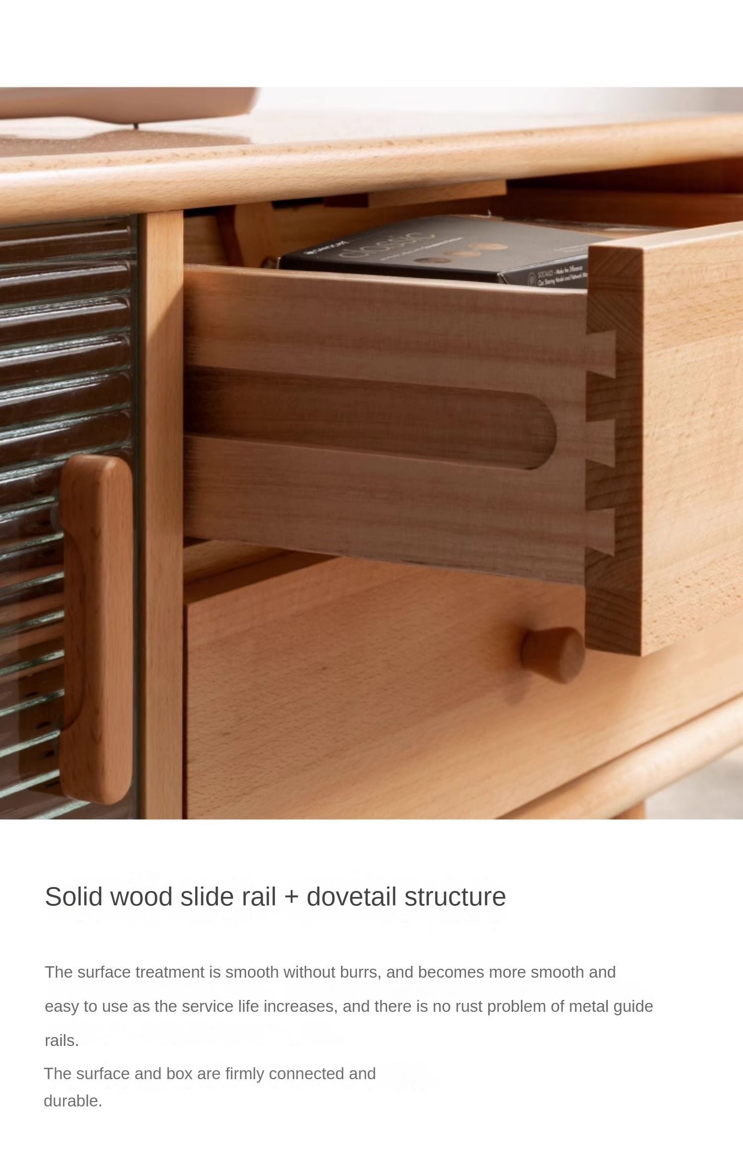 Beech Solid Wood Floor TV Cabinet.