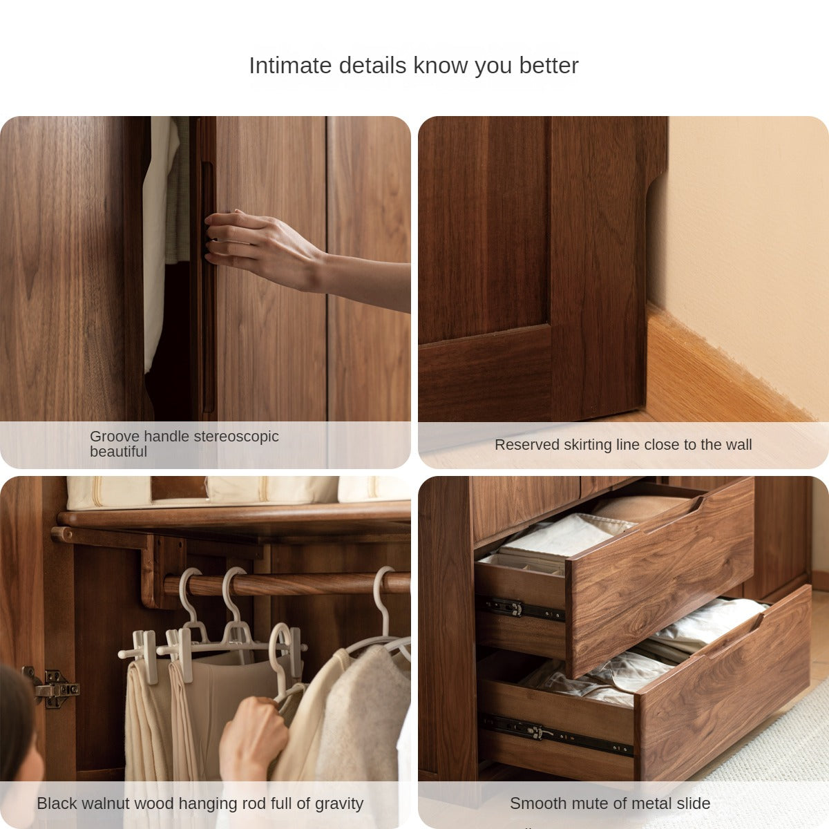 Black Walnut Solid Wood Large Wardrobe.