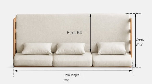 Oak Solid Wood Sofa Bed Folding Retractable Storage.