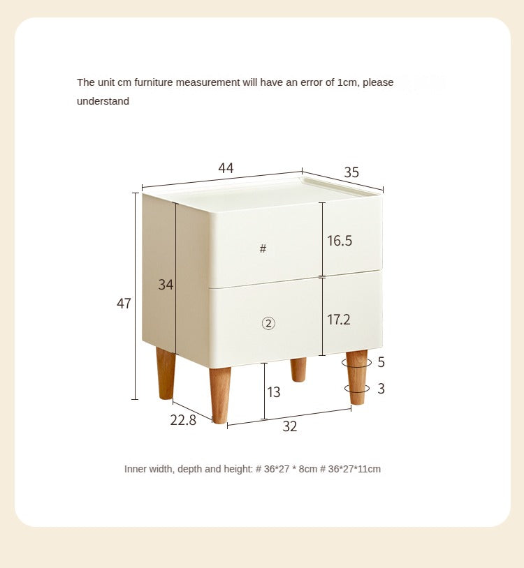 Rubber Solid Wood Cream Style Nightstand