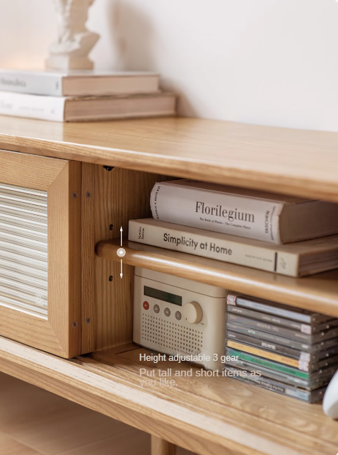 Ash Solid Wood Modern Locker Floor TV Cabinet.