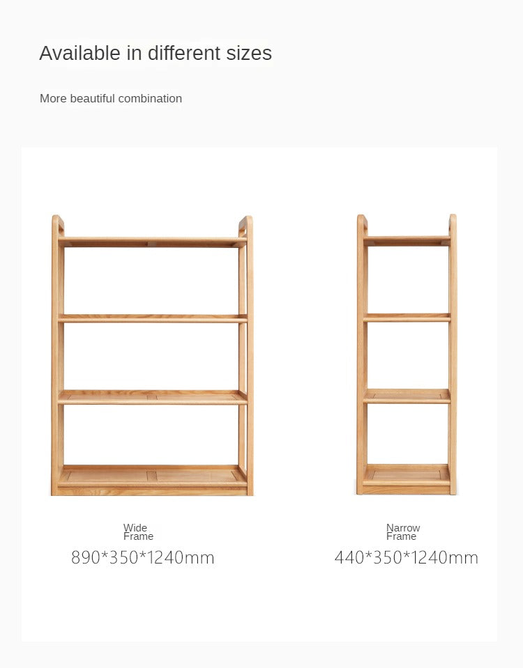 Oak Solid Wood Floor-Standing Bookshelf, Flower Rack