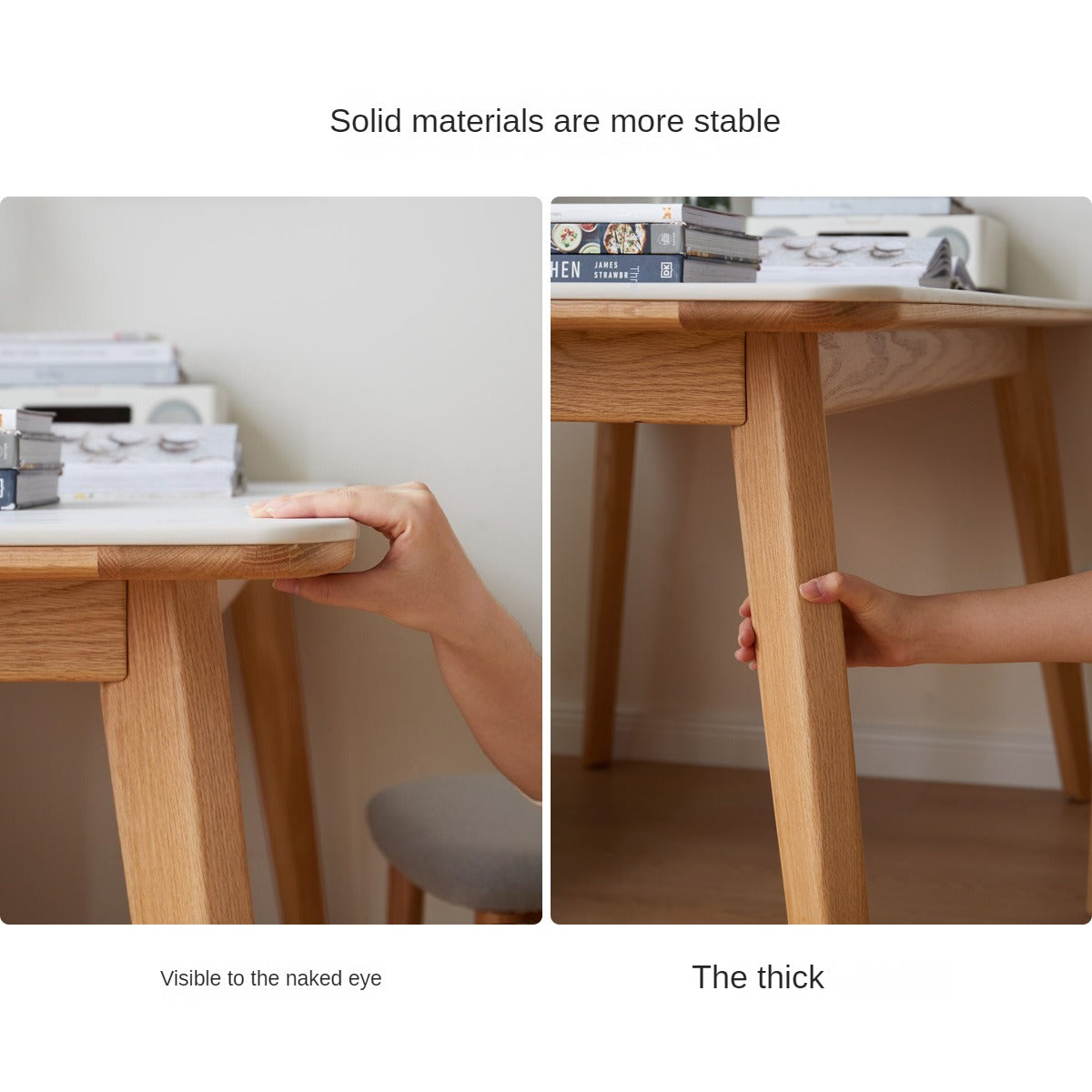 Ash, Oak Solid Wood Modern Rock Plate Dining Table