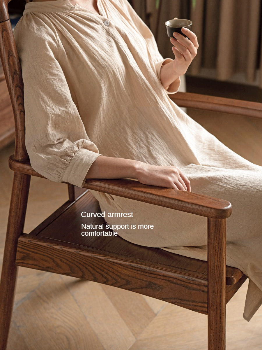 Black Walnut, Ash Solid Wood Backrest Dining Armchair